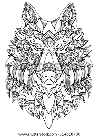 Zentangle Adult Coloring Pages Printable For Wolf Coloring Pages