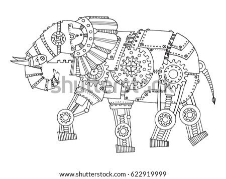 Download Steam Punk Style Elephant Mechanical Animal Stock Vector ...