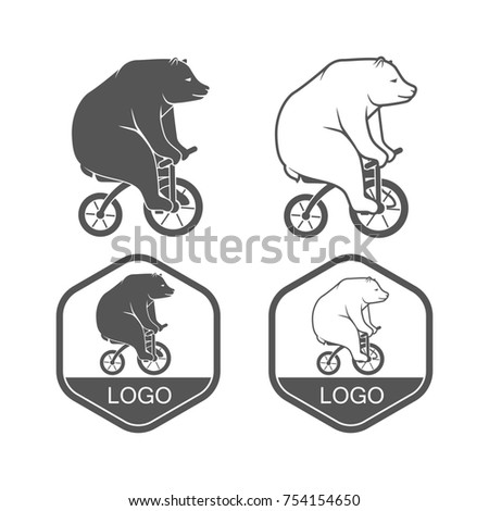 Bear On Bicycle Minimalistic Emblem Logo Stock Illustration 754154650 ...