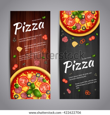 Realistic Pizza Pizzeria Flyer Vector Background Stock 