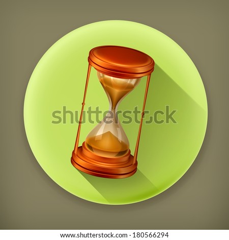 Sand glass, long shadow vector icon - stock vector