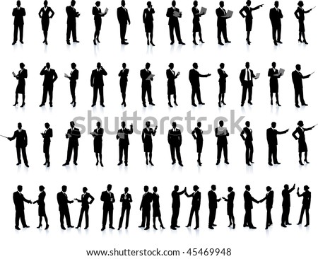 Business People Silhouette Super Set26 Unique Stock Vector 42593509 ...