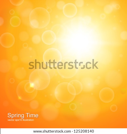 Natural orange background with vector sun.