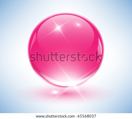 3D crystal sphere, pink ball. Vector illustration.
