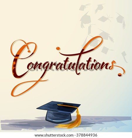 Congratulations Calligraphy Watercolors Graduation Cap Stock Vector ...