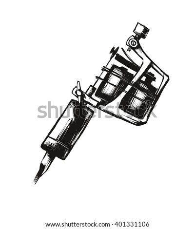 Tattoo Machine Vector Illustration On White Stock Vector 401331106 ...