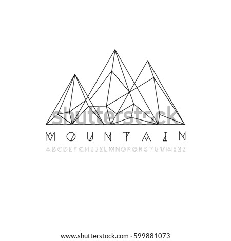 Mountain Line Icon Outline Vector Logo Stock Vector ...