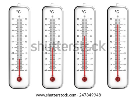 Four Different Types Thermometers Several Temperatures Stock Vector ...