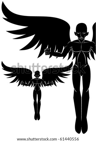 Stock Images similar to ID 37691353 - dark angel vector silhouette