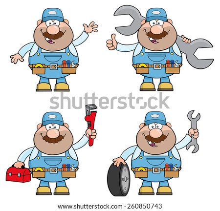 Cartoon Illustration Mechanic Character 6 Vector Stock Vector 260850743 ...