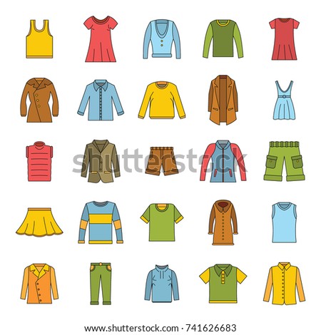 Clothes Icons Set Cartoon Illustration 25 Stock Vector 741626683