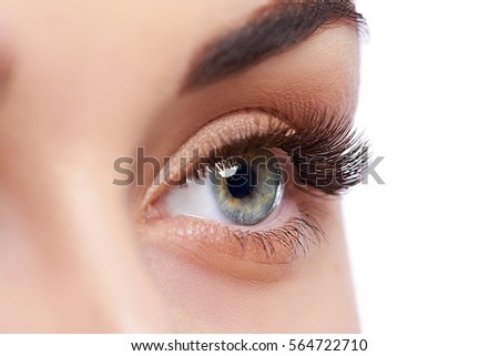 Closeup shot of female eye with day makeup