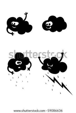 Vector set of clouds silhouettes