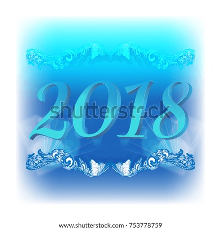 Abstract New Year background with blue tones with three-dimensional figures 2018, vignette and bokeh effect Abstract New Year background with blue tones with three-dimensional figures 2018, vignette and bokeh effect