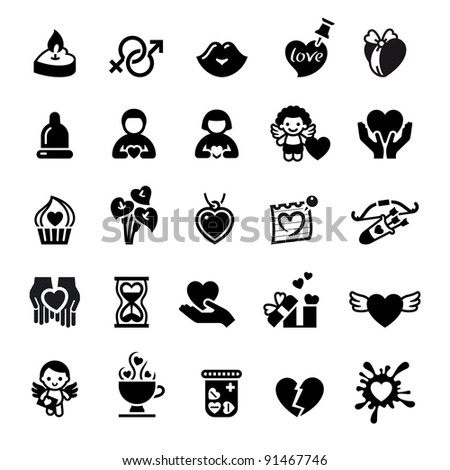 Set valentine's day icons, love romantic sign