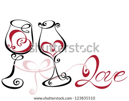 Download Wineglass Red Wine Heart Shape Concept Stock Vector ...