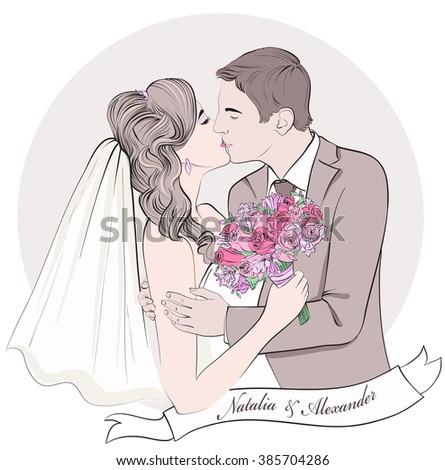https://thumb1.shutterstock.com/display_pic_with_logo/512686/385704286/stock-vector-wedding-couple-kiss-bride-and-groom-hand-drawn-vector-illustration-385704286.jpg