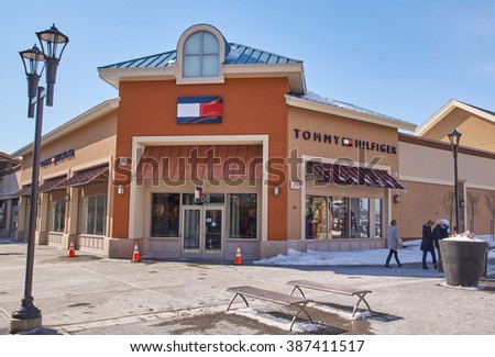 MONTREAL, CANADA - MARCH 6, 2016 - Tommy Hilfiger outlet in Premium Outlets Montreal. The Premium Outlets is the second Premium Outlet Center in Canada located in Mirabel, Quebec.
