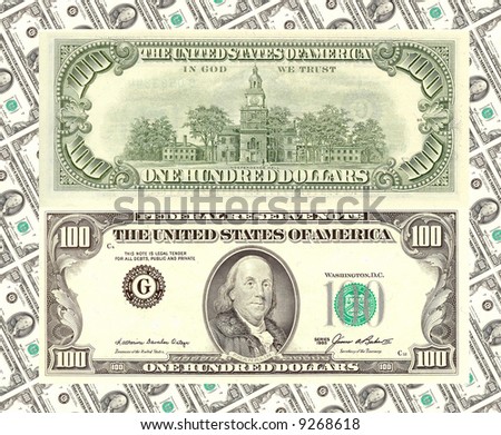 American dollars - without shadow - stock photo