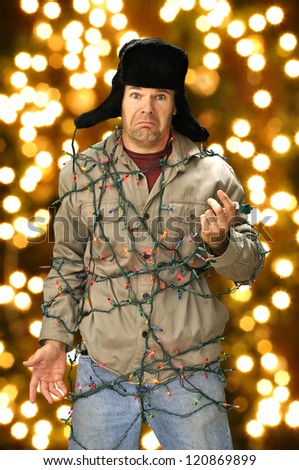 Tangled Christmas Lights stock photo. Image of expression 