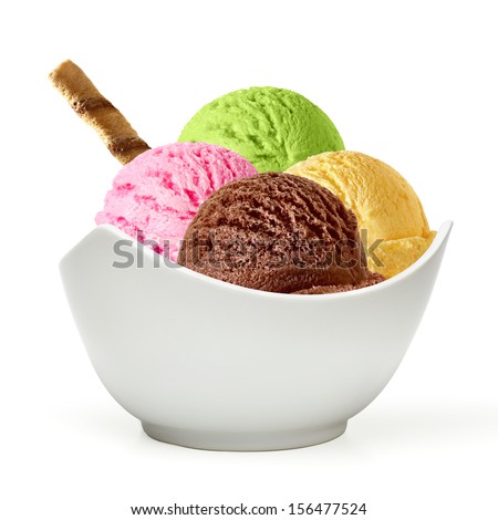 Ice Cream Scoops Bowl Wafer On Stock Photo 118838089 ...