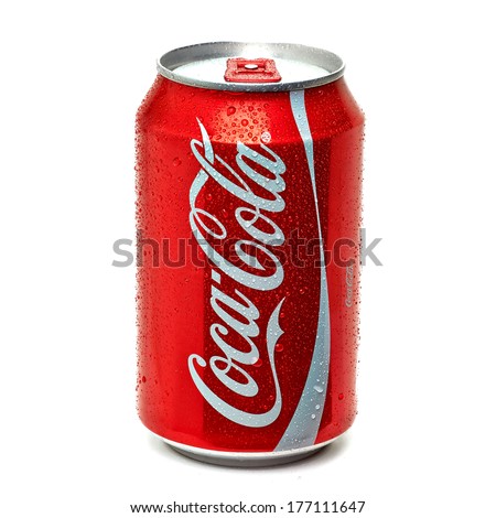 TURKEY - FEBRUARY 11, 2014: Classic Coca-Cola Can on White Background.