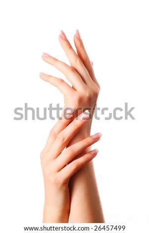 Beautiful female hands with french manicure
