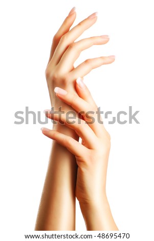 Beautiful female hands with french manicure