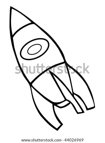 Cartoon Vector Outline Illustration Rocket Ship Stock Vector 44026969