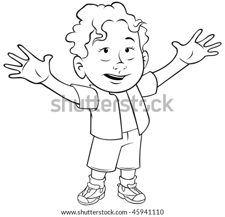 Cartoon Outline Vector Illustration Toddler Boy Stock Illustration ...