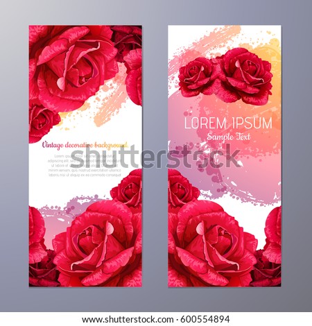 vector red rose illustration. invitation card.