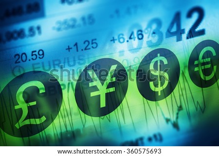 Forex Currency Trading Concept. Financial Markets and Global Economy Concept. United Kingdon Pund, European Euro, American Dollar and Japanese Yen Currency