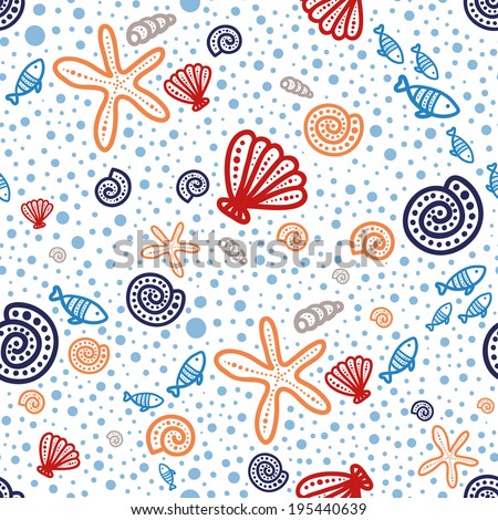 Under Sea Seamless Pattern Stock Vector 195440639 - Shutterstock