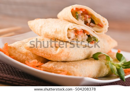 Vegetable spring rolls.