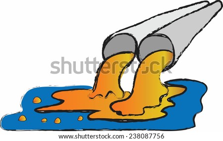 Cartoon Dirty Water Stems Pipe Polluting Stock Vector 238087756