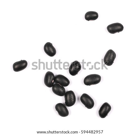 black beans isolated on white background and texture, top view