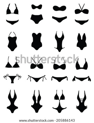 Silhouettes Swimwear Bikini Vector Stock Vector 205886143 - Shutterstock