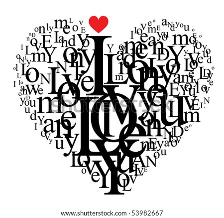 Heart shape from letters - typographic composition - for VECTOR version visit my portfolio