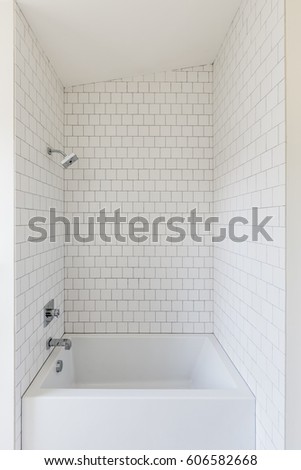 Contemporary Bathroom Shower Dual Shower Heads Stock Photo 95352790