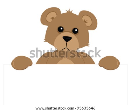 Cute Teddy Bear Peeping Over Top Stock Vector 93633646 - Shutterstock