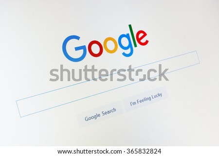 GDANSK, POLAND - JANUARY 14, 2016. Google.com homepage and cursor on the screen. Google is world's most popular search engine