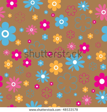 Background Pattern Inspired By 70s Flowers Stock Vector 70379140