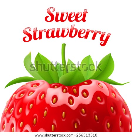 Poster sweet strawberries. Fruit and dessert. Space for text