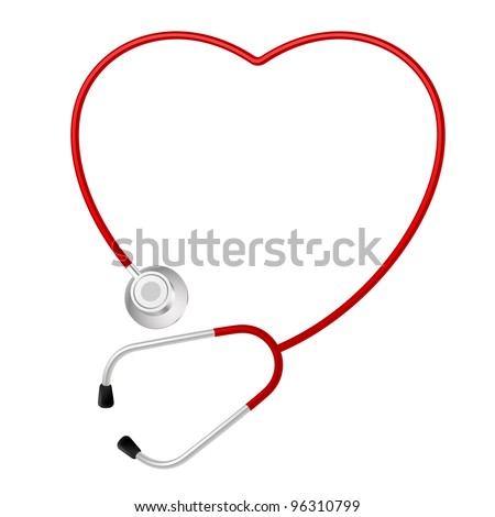 Stethoscope Heart Symbol Illustration On White Stock Vector 96310799