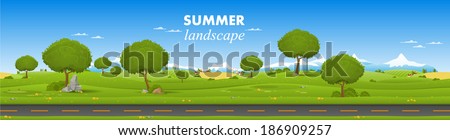 Beautiful country landscape. Vector illustration