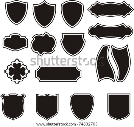 Vector Black Shields Set - stock vector