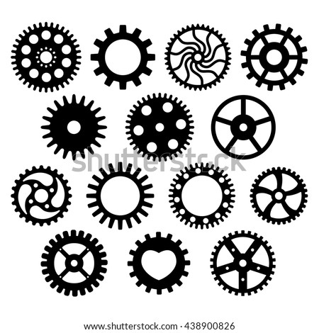 Steampunk Gear Set Silhouette Stock Vector 438900826 - Shutterstock