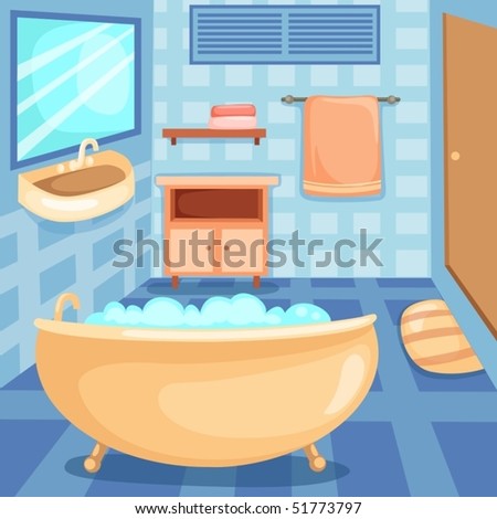 Illustration Cartoon Interior Bathroom Stock Vector 51773797 - Shutterstock