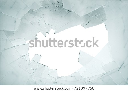 Broken Window Shards Glass On White Stock Photo (Royalty Free ...