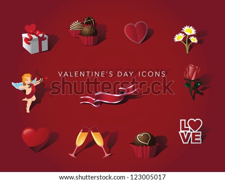 Ngày Tình yêu Biểu tượng Symbol Set Valentine